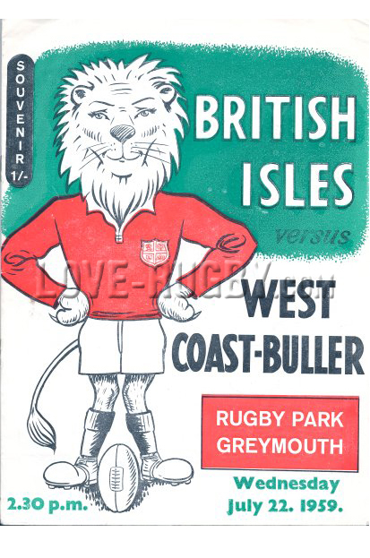 1959 West Coast-Buller v British Isles  Rugby Programme